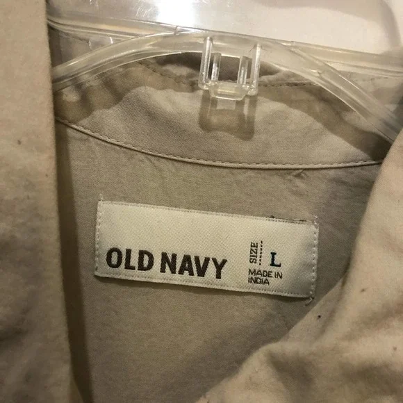 Old Navy Button Up Blouse Tan Stretch Career Large - Picture 4 of 7